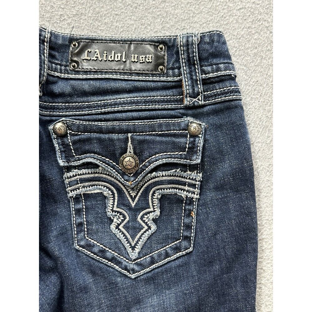 LA Idol Jeans Womens 28 Blue Denim Bootcut Western Pocket Flap Normcore Lady